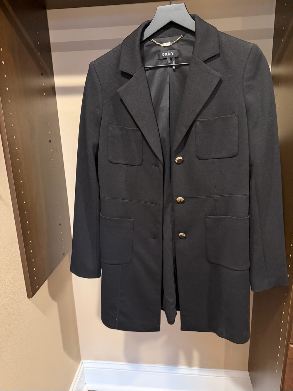 DKNY Black Blazer Jacket with Gold Buttons